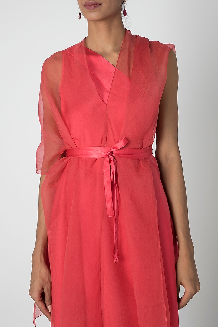 Peach Pink One Shoulder Tunic Set With Belt by Stephany at Pernia's Pop Up Shop