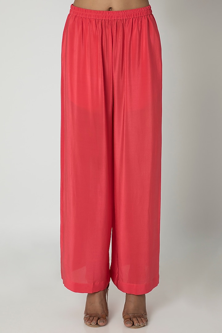 Peach Pink Tie-Up Cocktail Dress With Trousers by Stephany at Pernia's Pop Up Shop