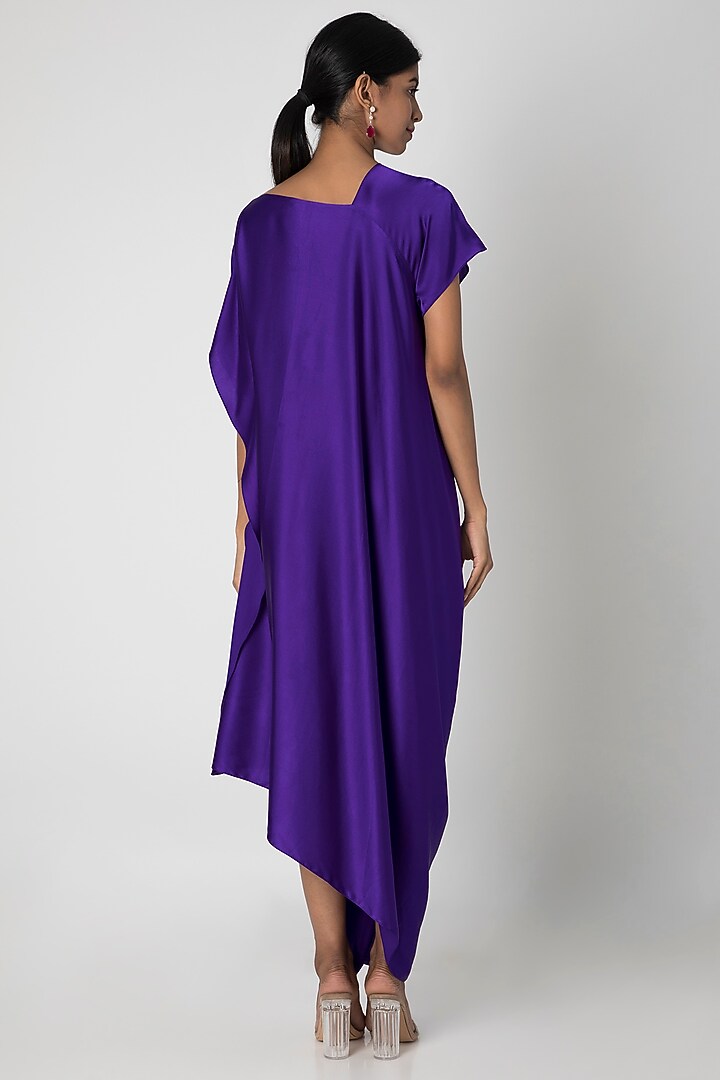 Purple One Shoulder Draped Vacation Dress by Stephany at Pernia's Pop Up Shop