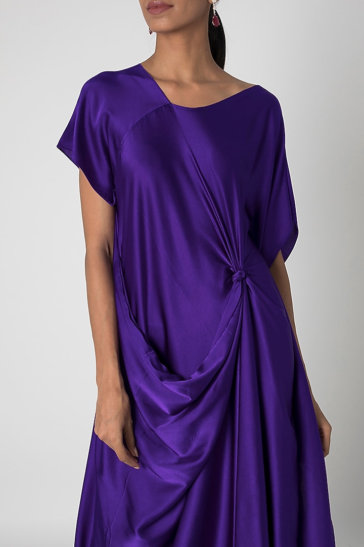 Purple One Shoulder Draped Vacation Dress by Stephany at Pernia's Pop Up Shop
