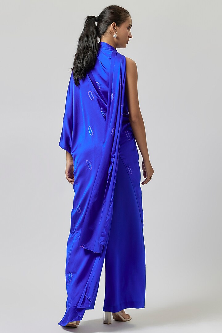 Blue Silk Lycra Satin Co-Ord Set by Stephany at Pernia's Pop Up Shop