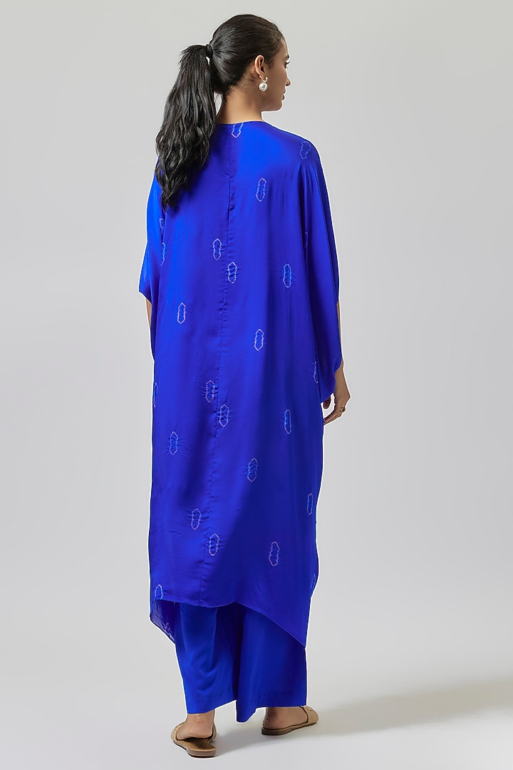 Blue Silk Satin Georgette Co-Ord Set by Stephany at Pernia's Pop Up Shop