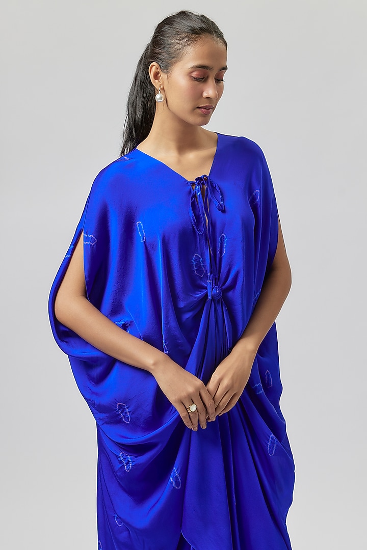 Blue Silk Satin Georgette Co-Ord Set by Stephany at Pernia's Pop Up Shop