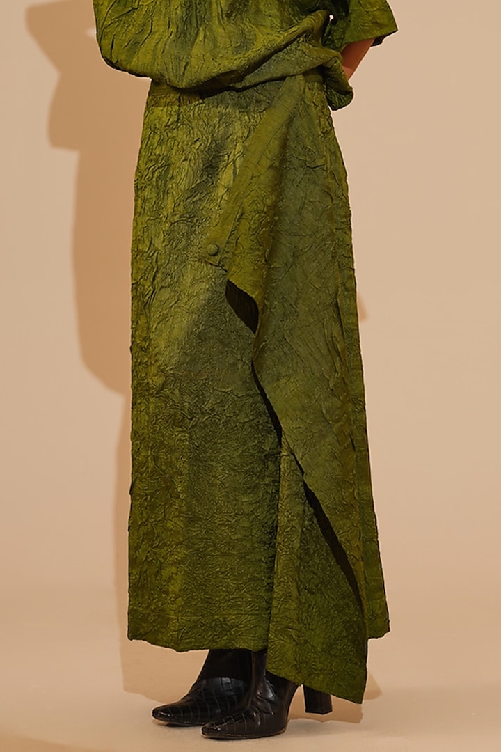 Jade Green Hand Crushed Silk Maxi Summer Dress by STOIQUE at Pernia's Pop Up Shop