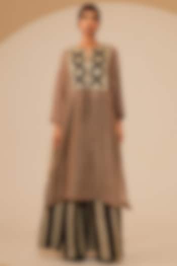 Grey & Black Crushed Silk Kaftan Summer Dress by STOIQUE  at Pernia's Pop Up Shop