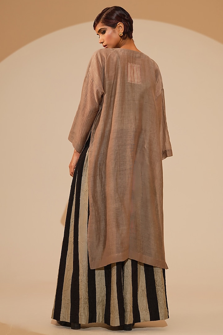 Grey & Black Crushed Silk Kaftan Summer Dress by STOIQUE at Pernia's Pop Up Shop