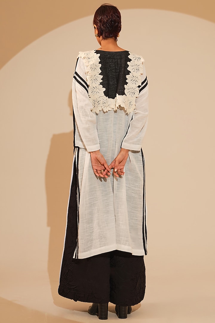 Black & Natural Beige Crushed Silk Tunic by STOIQUE  at Pernia's Pop Up Shop