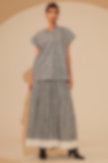 Black & Natural Beige Handwoven Cotton Patchwork Oversized Jacket by STOIQUE  at Pernia's Pop Up Shop