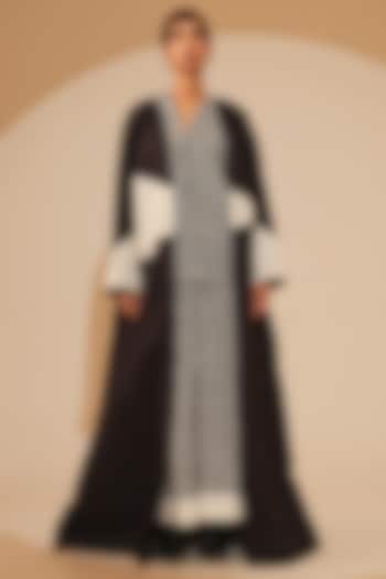 Black & Natural Beige Crushed Cotton Overlay by STOIQUE at Pernia's Pop Up Shop