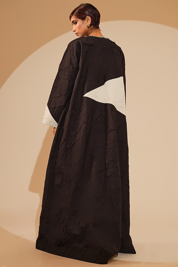 Black & Natural Beige Crushed Cotton Overlay by STOIQUE at Pernia's Pop Up Shop