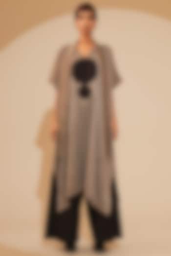 Grey & Black Velvet Silk Tunic by STOIQUE  at Pernia's Pop Up Shop