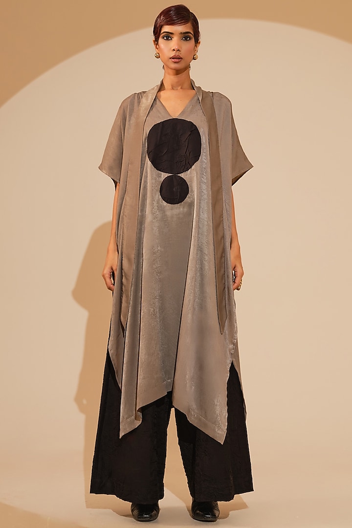 Grey & Black Velvet Silk Tunic by STOIQUE  at Pernia's Pop Up Shop