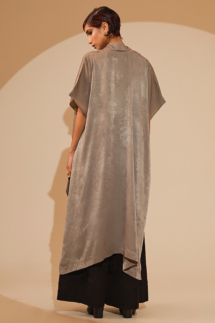 Grey & Black Velvet Silk Tunic by STOIQUE  at Pernia's Pop Up Shop