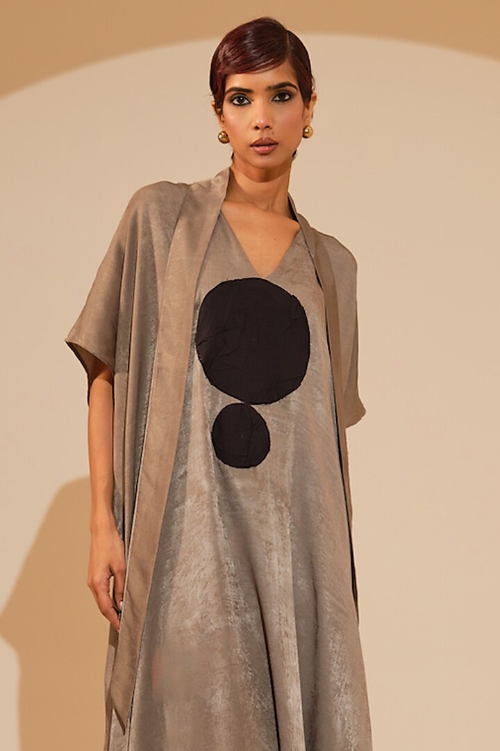 Grey & Black Velvet Silk Tunic by STOIQUE  at Pernia's Pop Up Shop