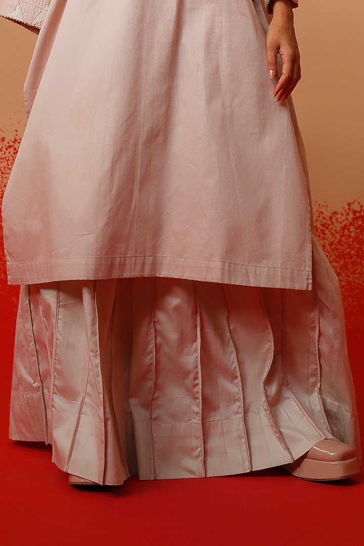 Grey & Pink Italian Cotton Embroidered Pants by STOIQUE at Pernia's Pop Up Shop