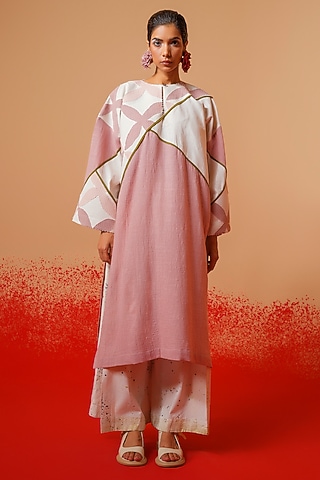 Ivory-Gold Handwoven Cotton Trousers by STOIQUE