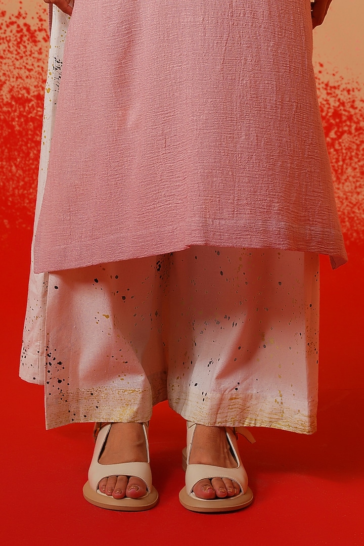 Ivory-Gold Handwoven Cotton Trousers by STOIQUE at Pernia's Pop Up Shop