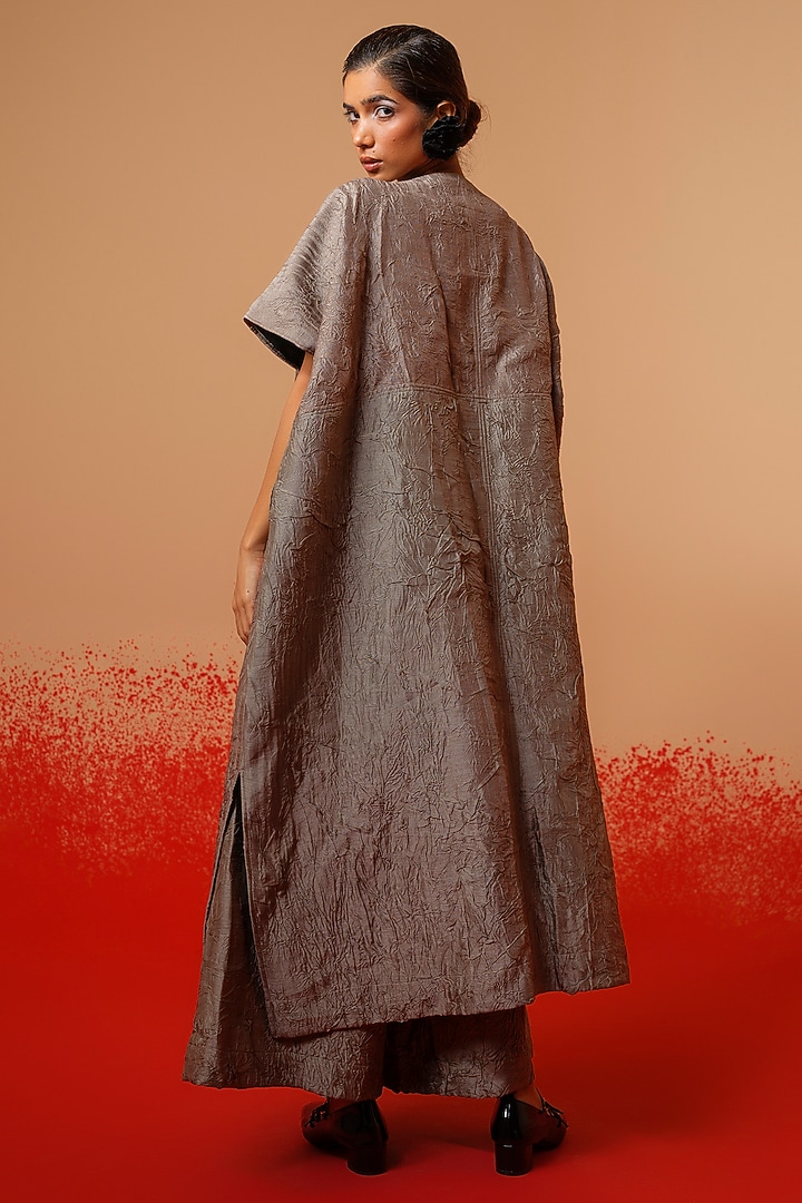Grey Mysore Silk Trousers by STOIQUE at Pernia's Pop Up Shop