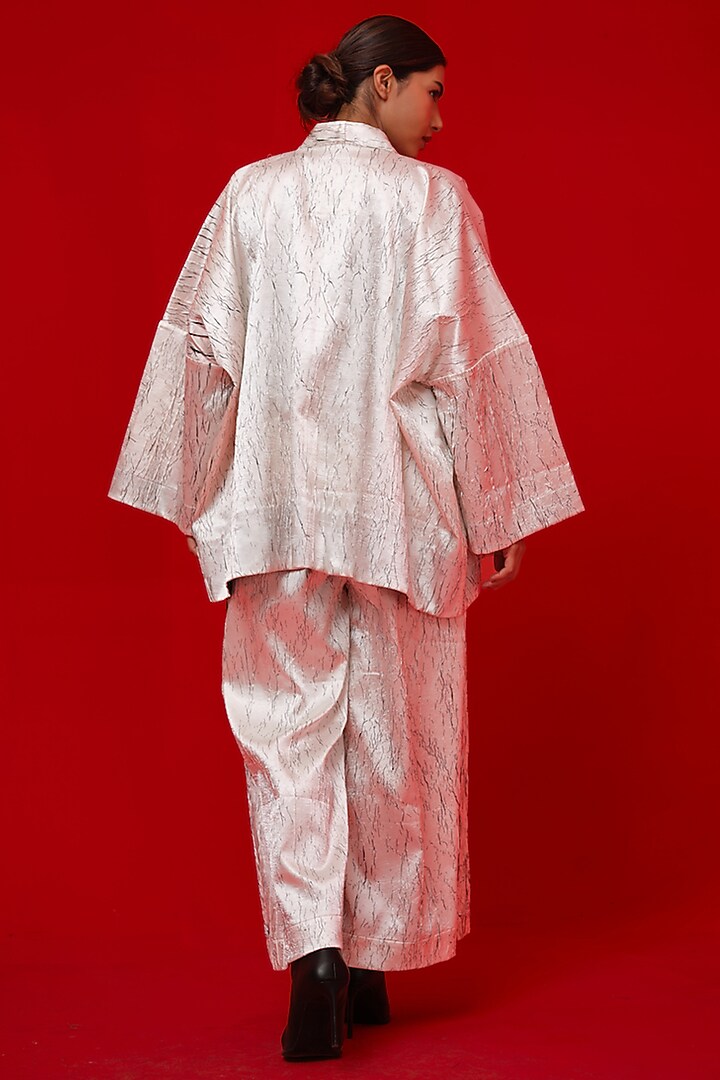 White Crushed Silk Pants by STOIQUE at Pernia's Pop Up Shop
