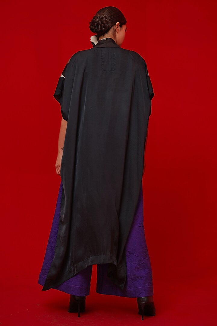 Black & Grey Satin Digital Printed Tunic by STOIQUE at Pernia's Pop Up Shop