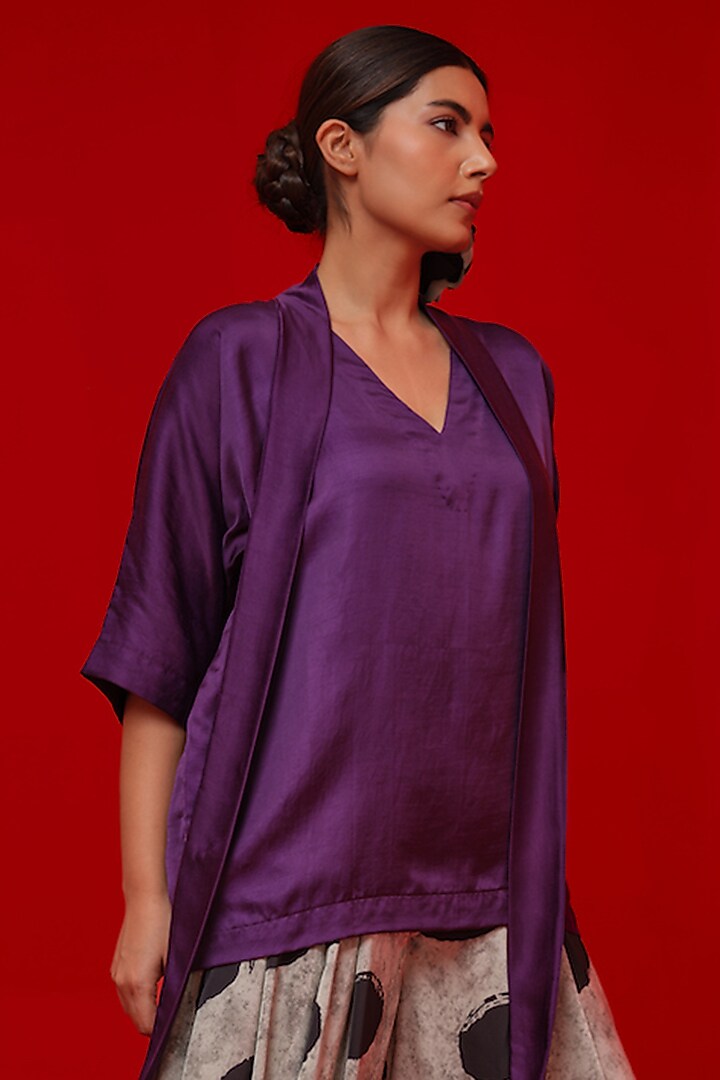 Aubergine Satin Top by STOIQUE at Pernia's Pop Up Shop