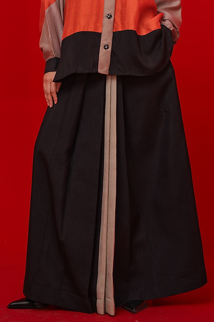 Black Silk Pleated Skirt by STOIQUE at Pernia's Pop Up Shop