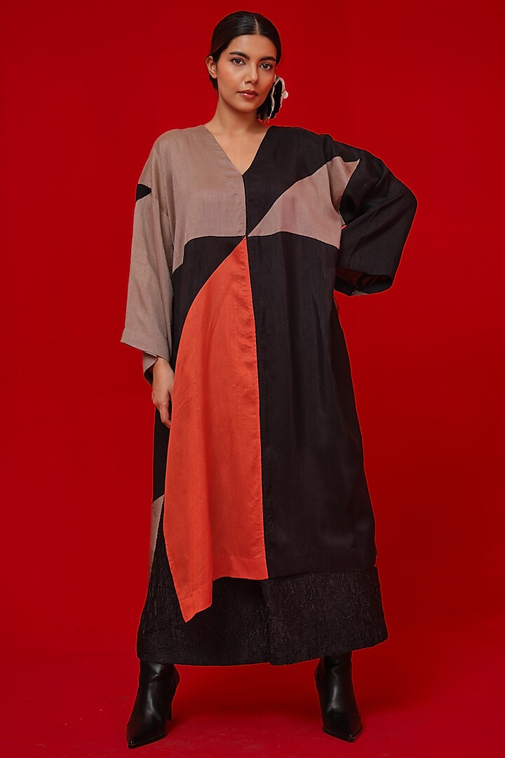 Multi-Colored Soft Silk Patch Work Tunic by STOIQUE at Pernia's Pop Up Shop