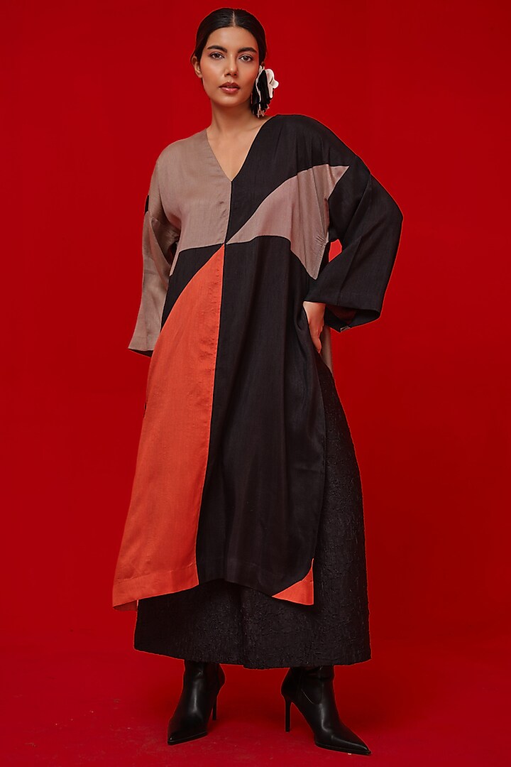 Multi-Colored Soft Silk Patch Work Tunic by STOIQUE at Pernia's Pop Up Shop