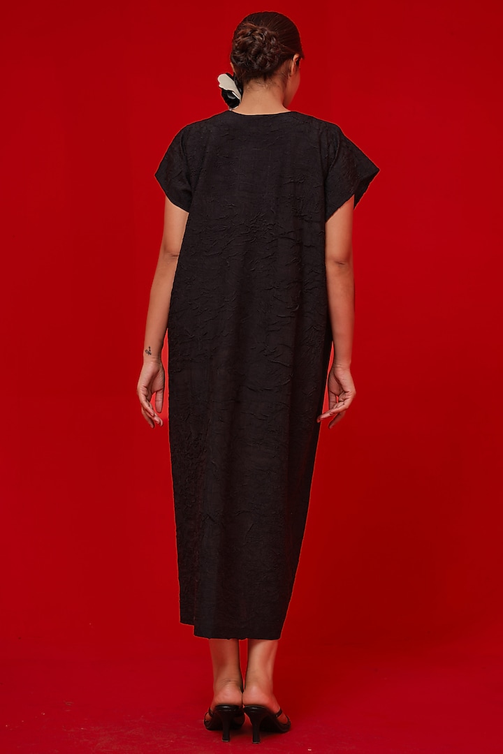Black & Leaf Green Crushed Silk Summer Dress by STOIQUE at Pernia's Pop Up Shop
