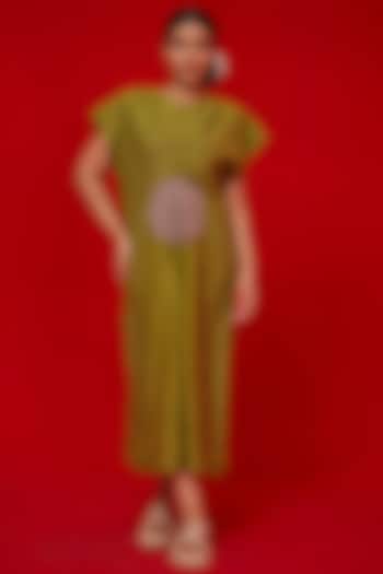 Leaf Green Crushed Silk Summer Dress by STOIQUE at Pernia's Pop Up Shop