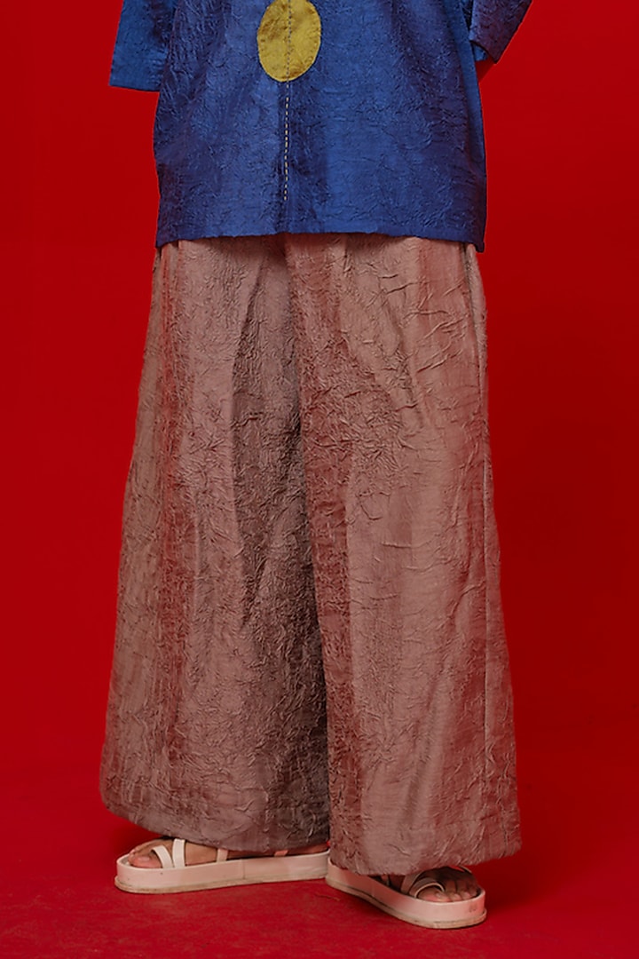 Grey Crushed Silk Pants by STOIQUE at Pernia's Pop Up Shop