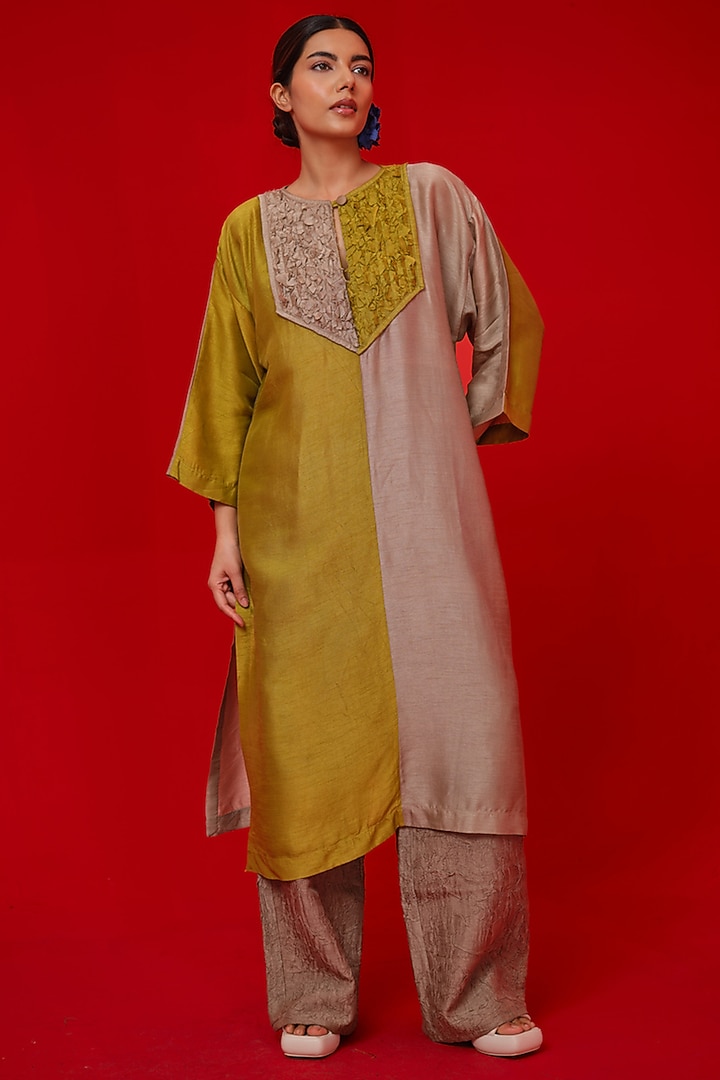 Leaf Green & Grey Tunic Color-Blocked Tunic by STOIQUE at Pernia's Pop Up Shop