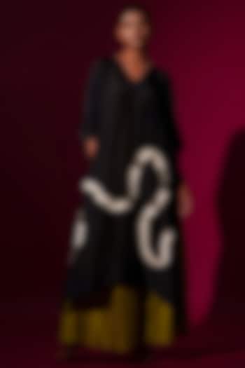 Black Upada  Silk Ruffled Tunic by STOIQUE at Pernia's Pop Up Shop