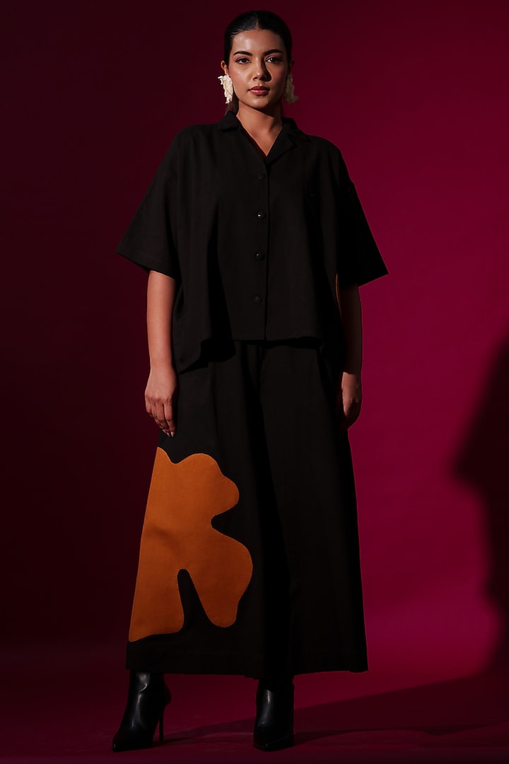 Black Cotton Oversized Shirt by STOIQUE at Pernia's Pop Up Shop
