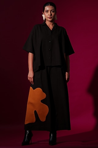Black Cotton Oversized Shirt by STOIQUE