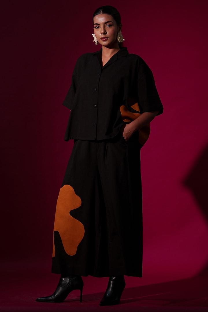 Black Cotton Oversized Shirt by STOIQUE at Pernia's Pop Up Shop