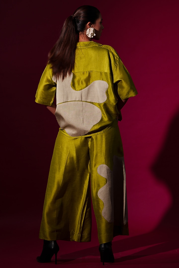 Leaf Green Mysore Silk Trouser by STOIQUE at Pernia's Pop Up Shop
