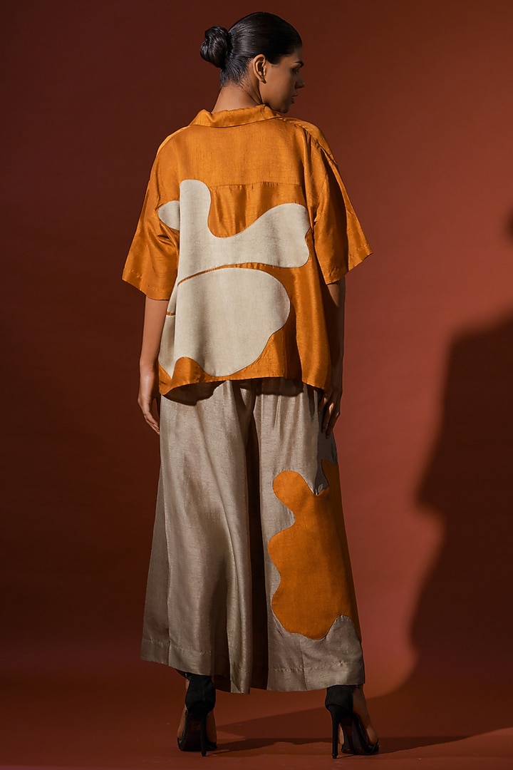 Grey Mysore Silk Trouser by STOIQUE at Pernia's Pop Up Shop