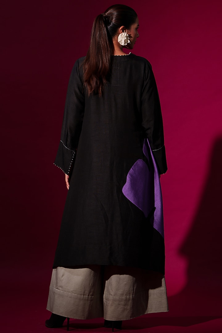 Black Mysore Silk Tunic by STOIQUE at Pernia's Pop Up Shop
