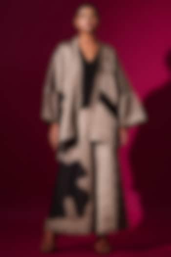 Grey & Black Satin Linen Overlay by STOIQUE at Pernia's Pop Up Shop