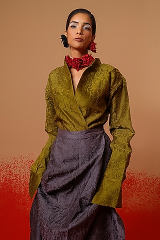 Moss Green Silk Tunic by STOIQUE