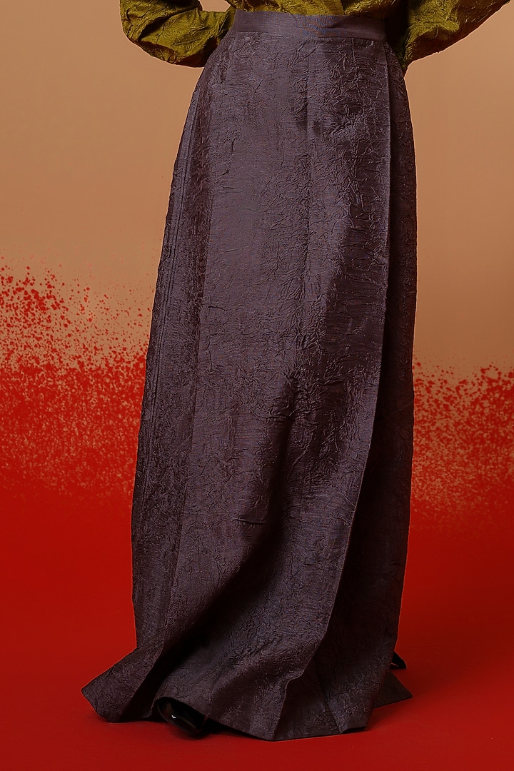 Ash Grey Silk Pleated Skirt by STOIQUE at Pernia's Pop Up Shop