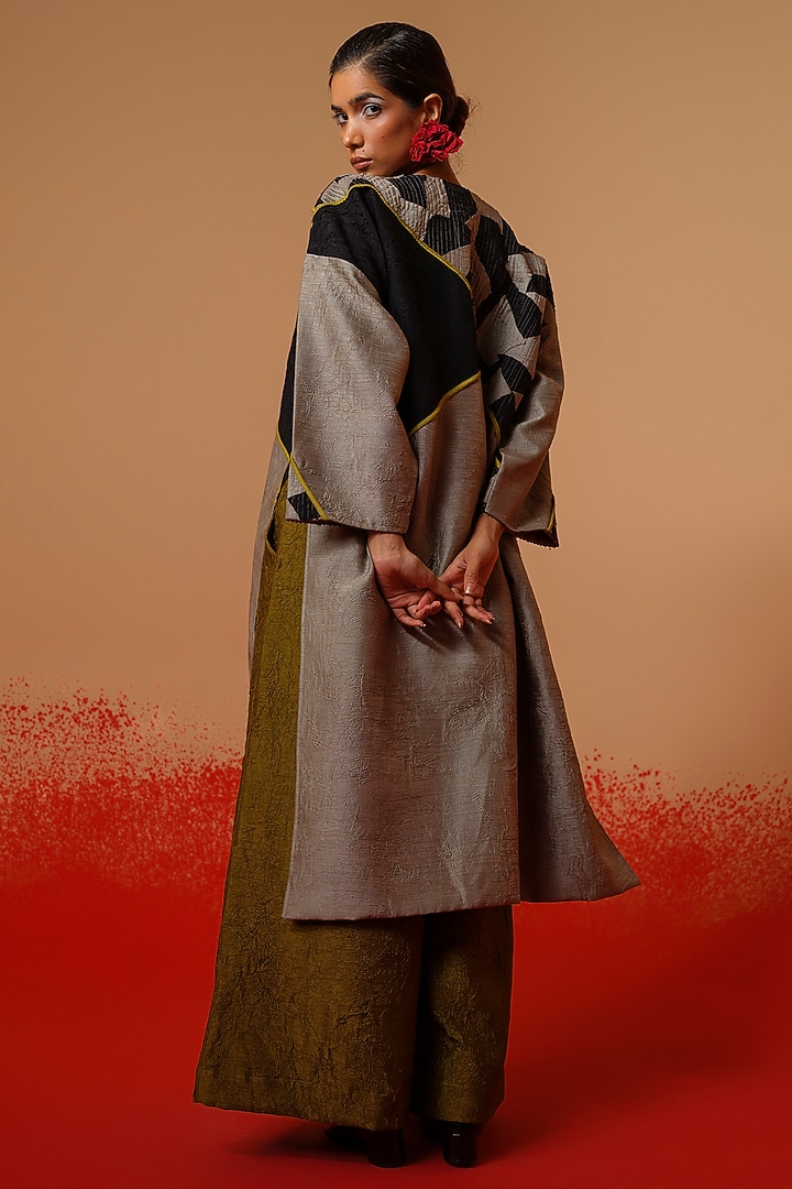 Multi-Colored Crushed Silk Patch Work Gathered Tunic by STOIQUE at Pernia's Pop Up Shop