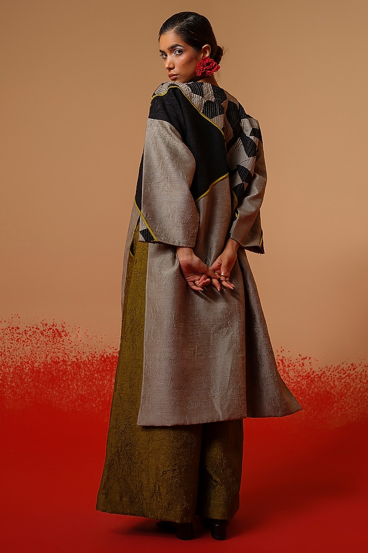 Moss Green Crushed Silk Trousers by STOIQUE at Pernia's Pop Up Shop
