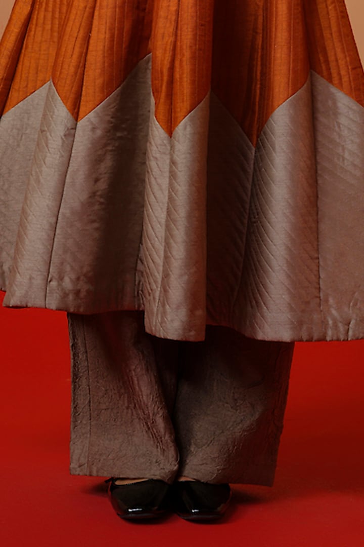Grey Mysore Silk Trousers by STOIQUE at Pernia's Pop Up Shop