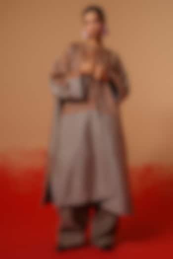 Grey Crushed Silk Trousers by STOIQUE at Pernia's Pop Up Shop