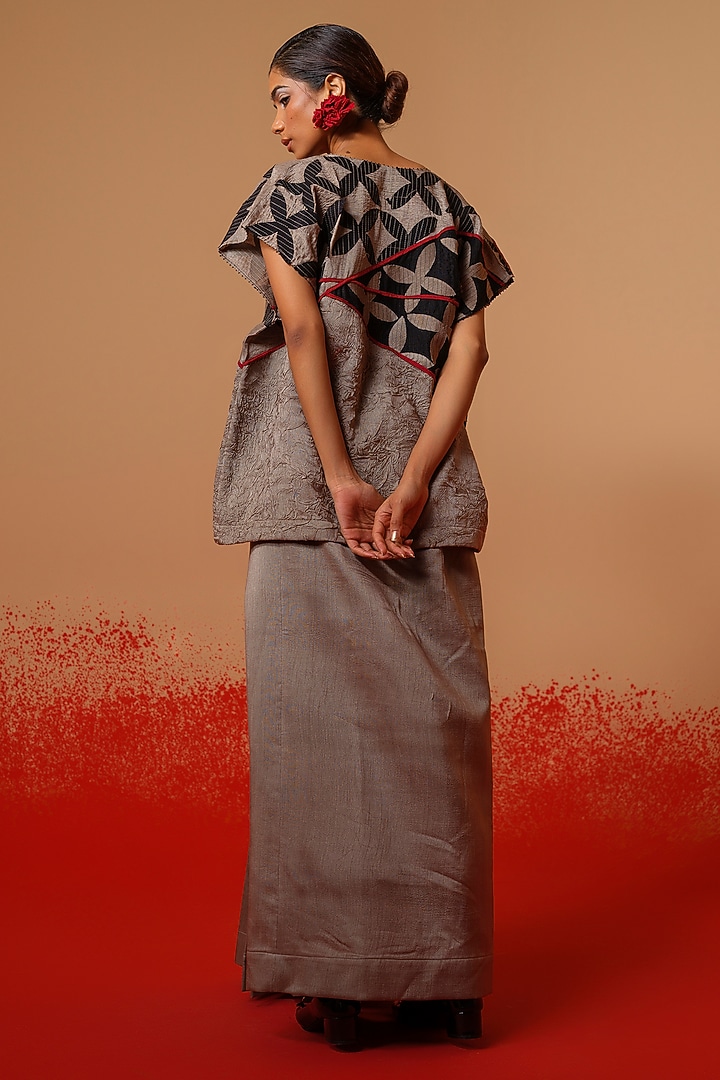 Multi-Colored Silk Color-Blocked Structured Top by STOIQUE at Pernia's Pop Up Shop