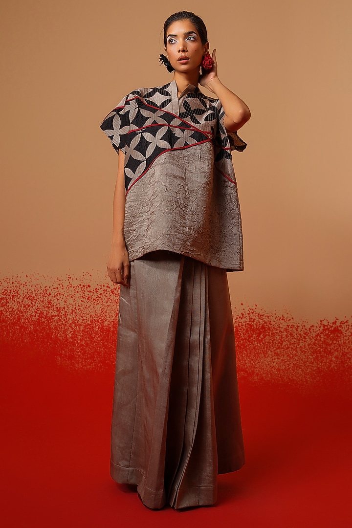 Multi-Colored Silk Color-Blocked Structured Top by STOIQUE at Pernia's Pop Up Shop