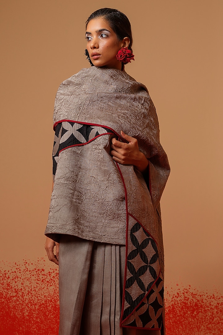 Multi-Colored Crushed Silk Floral Motif Scarf by STOIQUE at Pernia's Pop Up Shop
