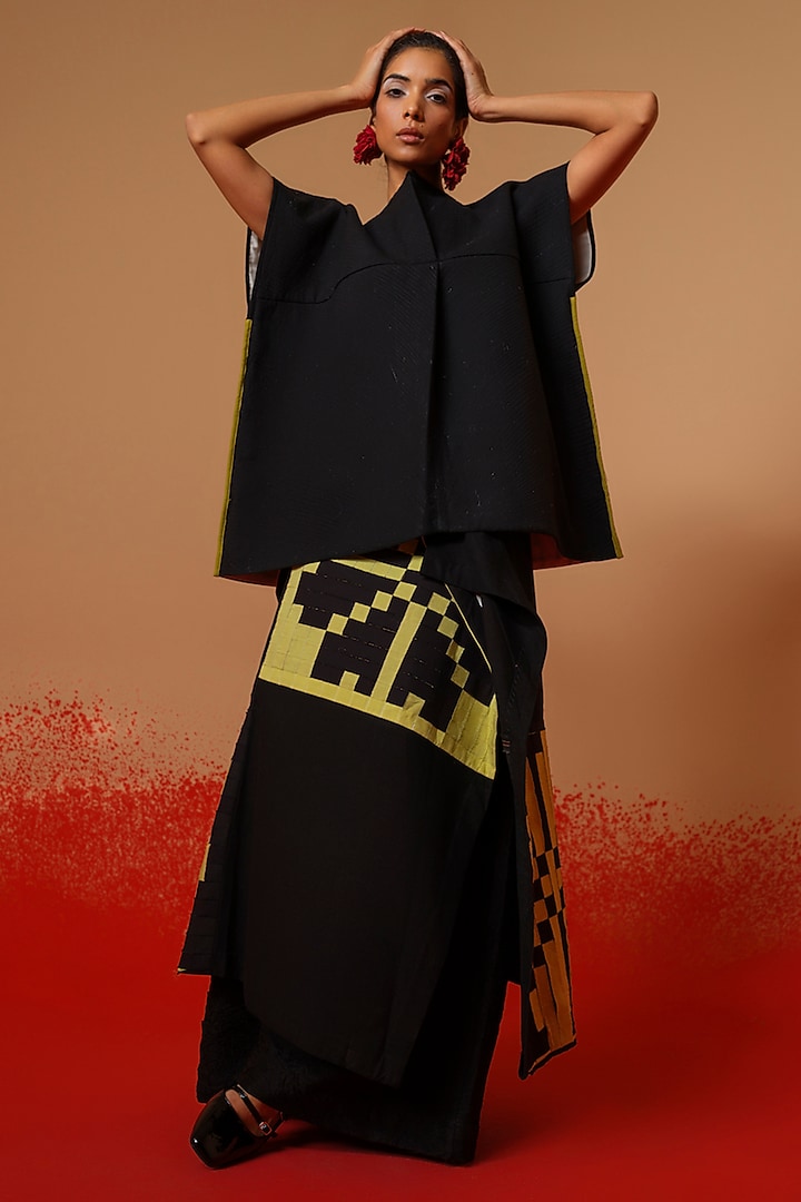 Black Cotton Matty Structured Top by STOIQUE at Pernia's Pop Up Shop